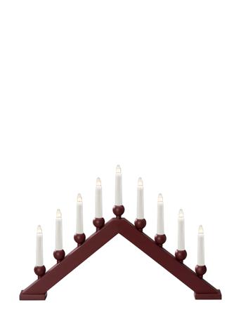 Elljusstake 9 Ljus Trä Röd Home Decoration Candlesticks & Tealight Holders Tealight Holders Brun Konstsmide