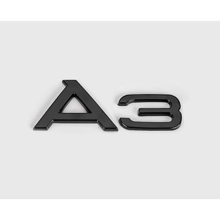 Mat Sort Audi A3 Bagemblem – Stilfuld sort skrift for et moderne og stilfuldt look. Forbedr udseendet af din Audi
