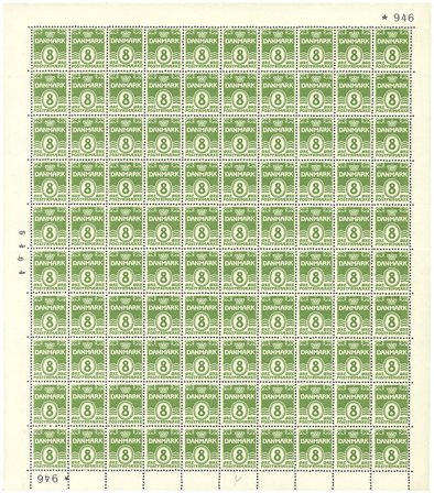 Danmark - Postfrisk helark AFA 256 marginal nr. 946