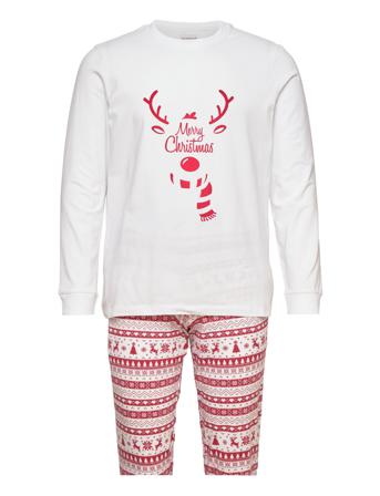 Cute Pajamas Red Pyjamas Hvit Christmas Sweats