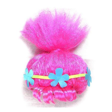 Girls Dresses Trolls Poppy Cosplay Costumes Dress For Girls Streetwear Halloween Clothes Kids Necklace Wig Fancy Girl Dress -a