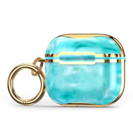 AirPods Pro 2 coolt fodral i kolfiberstil med spänne - Grön / Guld