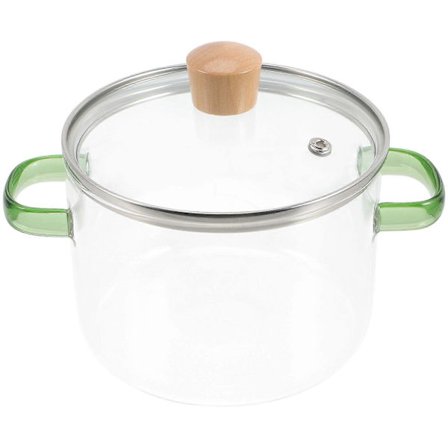 Klar Glas Gryderet med Låg og Dobbelte Håndtag Nudel Kogegryde Ramen Gryderet Glas Køkkenudstyr