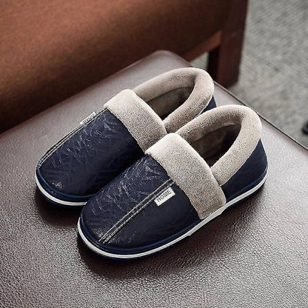 Stor størrelse til mænds pu læder hjemmesko Indendørs Vandtæt Hjem Pels Mand Par Flade Kvinder Mænd Vinter Hjemmesko Bomuldssko