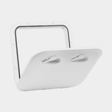 Kontrolní poklop Nuova Rade Top Line, obdélníkový, 370 x 375 mm, s otočným zámkem, bílý