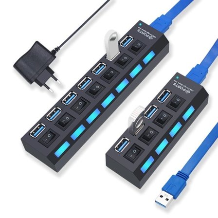 USB Hub 3.0 Hub USB 3 USB 2.0 Multi USB Splitter Power Adapter 4/7 Port Multiple Expander 2.0 with Switch