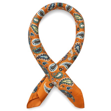Virtuo | Hodvábna šatka s paisley vzorom v mandarínkovej farbe pre mužov - Šatky