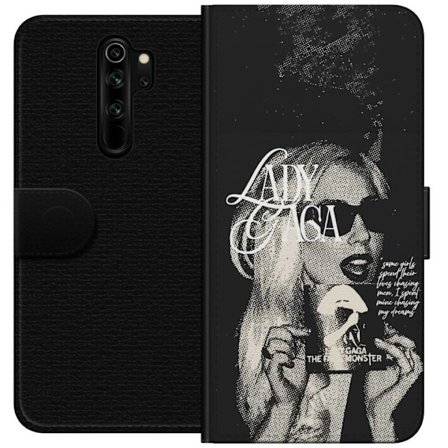 Kompatibelt Lommeboketui til Xiaomi Redmi Note 8 Pro Lady Gaga svart-hvit retroplakat med solbriller og popkonst-estetikk
