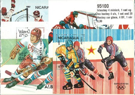Ishockey 4 miniark, 1 sæt og 20 frimærker