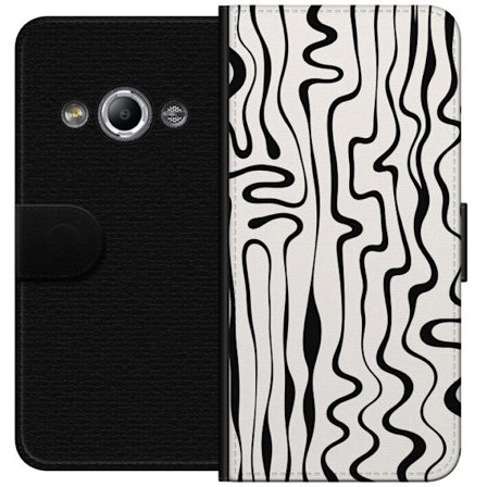 Yhteensopiva Lompakkokotelo Samsung Galaxy Xcover 3 Nestemäisiä viivoja hypnoottisessa musta-valkoisessa kuviossa