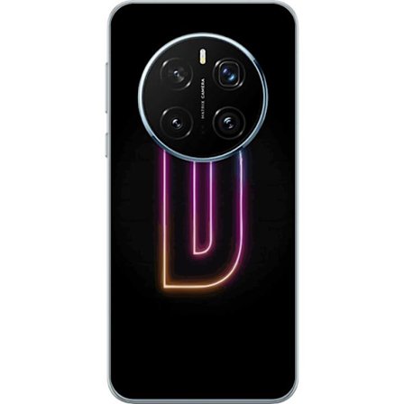 Kompatibelt Mobilskal till Honor Honor Magic7 Pro Minimalistisk neonbokstav D i färgskiftande ljus mot svart bakgrund i modern digital design