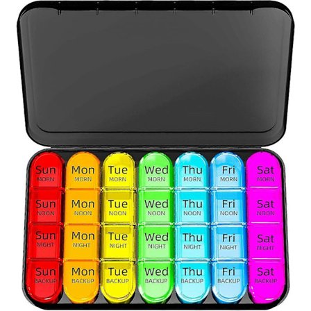 Veckopillerbox, liten pillerbox 7 dagar 4 gånger om dagen, med 28 fack för att rymma mycket medicin