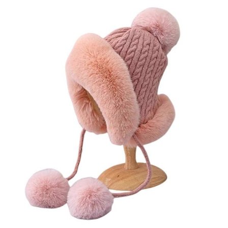 Vinterlue Dame Myk Fuzzy Fluffy Strikket Pompong Beanie Luer Jenter Faux Fur Heklet Skull Cap Utendørs Ørevarmer