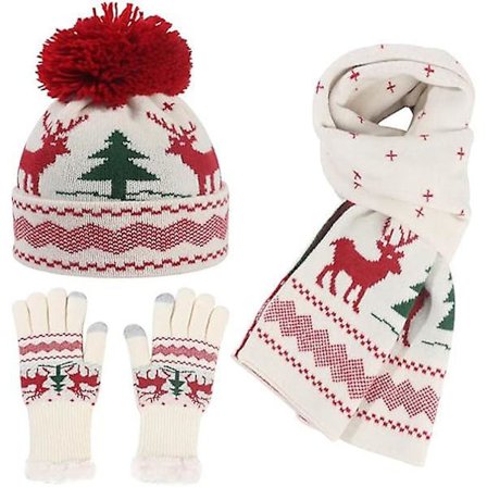 3 in 1 neulottu hattu huivi hanskat sarja kosketusnäyttö hanskat talvi plyysi korvaläpät termiset sukat hiihtoon hattu ulkoiluun