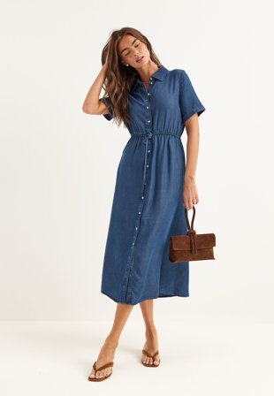 ONLY - Onlcharis Life 2/4 SHIRT DRESS - Dark Blue Denim