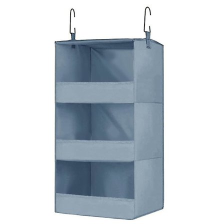 3-hyllet hengende skaporganisator og oppbevaring, sammenleggbare hengende skaphyller, hengende organisator for skap grå