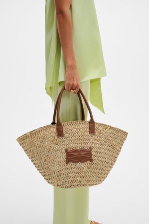 Malina - Large monogram straw bag - One Size - Cognac