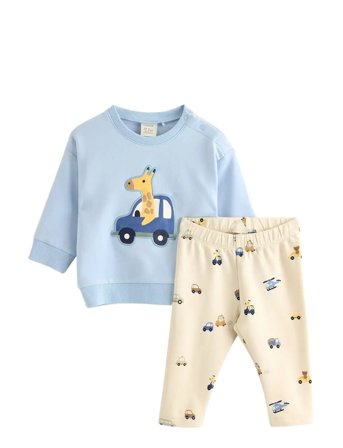 Lindex Set Sweater Leggings Vehicle - Blue - 104