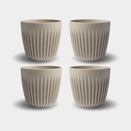 Kaffeebecher HuskeeCup 6oz Natural, recycelte Kaffeeschale, beige, 17,5 cl / 175 ml, 4er-Pack - Boot