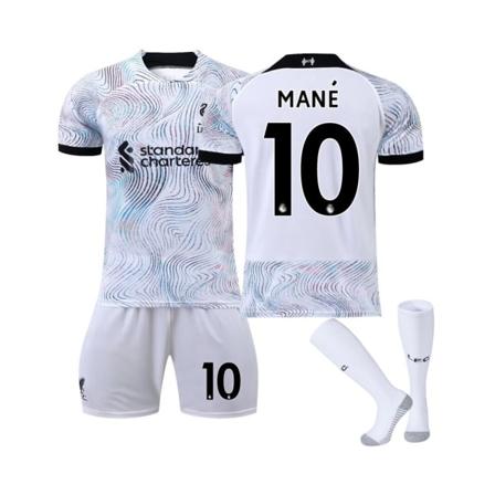 (Liverpool FC 2022/23 Stadium bortatröja Mane No.10 Fotbollströja 3-delade kit för barn Vuxna S(165-170CM)