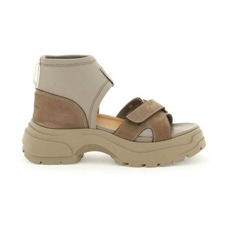 Maison Margiela leather and neoprene Sandalen , Bruin , Dames , Maat: 38 EU