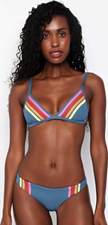 Rip Curl Women's Wave Shapers Stripe Banded Triangle Women swimming suits Blue M