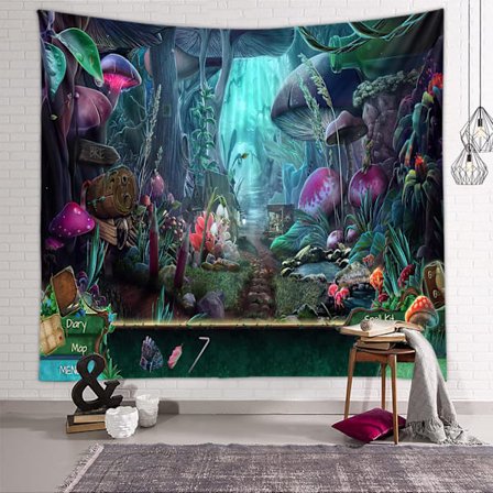 Forest Garden Veggoppheng, Psykedelisk Hippie Tapestry Sopplanter Veggtepper, Abstrakt Tapestry Dekorasjon Veggoppheng Teppe f