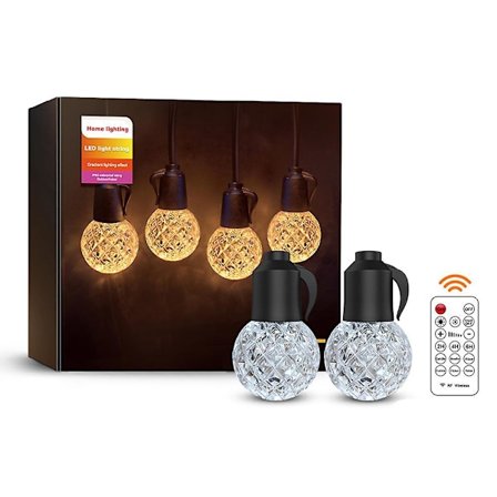 Led Outdoor String Lights,15m 20psc Bulbs Warm White Garden Festoon String Light With Remote &timer, Waterproof String Lights