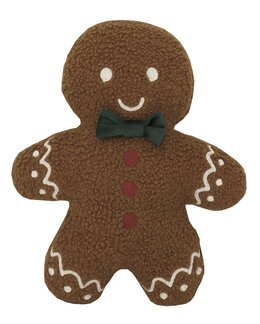 Fyldt pude i form af peberkagemand i teddymateriale