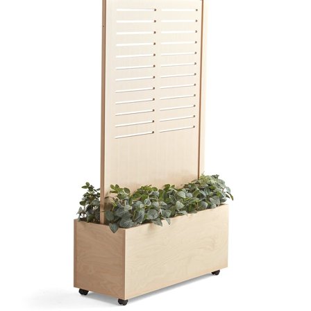 Wooden screen FREE with planter, 1720x983 mm, birch veneer