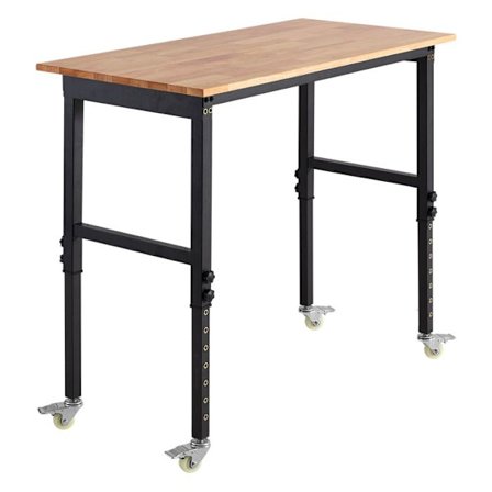 Mobil Skab til Værksted og Garage-Duoku-122 x 60 cm-Højde Justerbar-Bæreevne på 680 kg-Bordplade i Massivt Eg