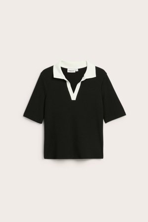 Kappahl | Top z krótkimi rękawami i kołnierzykiem | Czarne