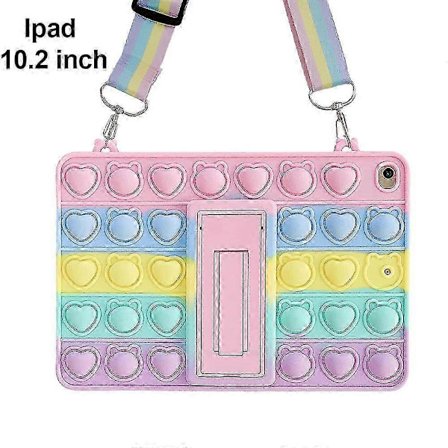Luonnollinen silikonikotelo Pop It -stressinlievitykseen, täysi suoja, monitoimikotelo ainutlaatuisella ja söpöllä iPad 10.2 tuuman 2019/2020 -