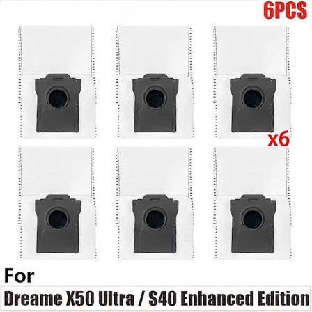 6 KPL Pölypusseja Dreame X50 Ultra / S40 Enhanced Edition -imurin osille Pölypussi Robotti-imuri