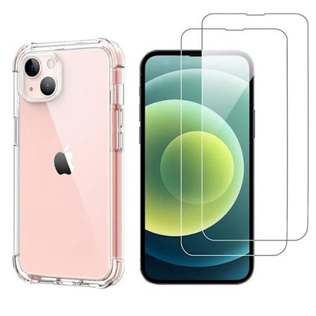 Stødabsorberende cover til iPhone 13 MINI og 2 hærdede glas skærmbeskyttelse Phonillico