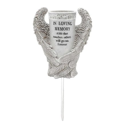 Hautausmaamaljakko Enkelinsiipi Muistomaljakko Piikillä ja Viemäröintireiällä Hartsi Kukkakimppu Kukkateline Hautakiven Koristeluun