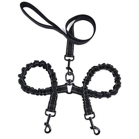 Duplex Dubbel Hund Kopplingar Twin Lead Två Pet Dogs Halsband koppel