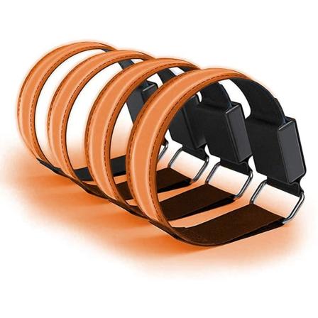 4 stk. Ladbare LED-armbånd med blinkende refleksstriper