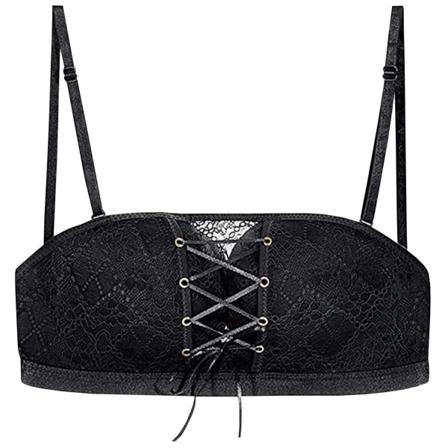 Pushup-bh Med Snörning Framtill - Storlek 80a Black S