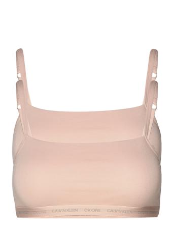 Unlined Bralette 2Pk Lingerie Bras & Tops Soft Bras Tank Top Bras Rosa Calvin Klein