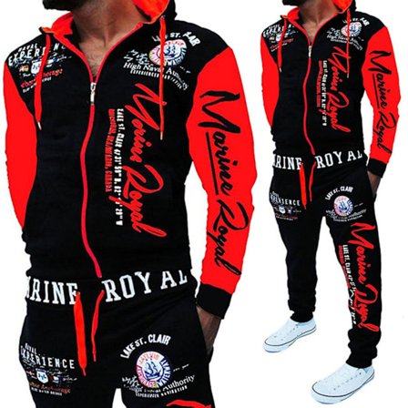 Jaylvis Herre Treningsdress Joggedress Sportsklær Streetwear A.2254 Rød 4XL