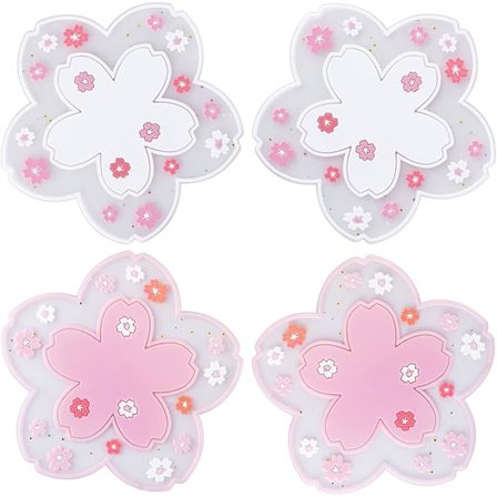 4 stk. Sakura Kop Underlæggere, søde lyserøde Macrame Drikke Underlæggere, Funn