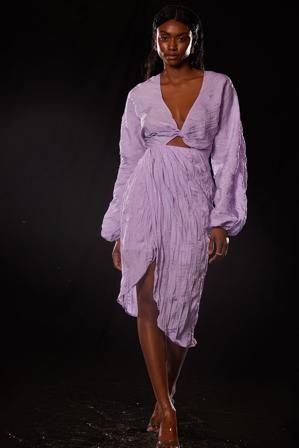 NA-KD Trend Robe longue torsadée - Robes maxi à manches longues - Violet - EU 42
