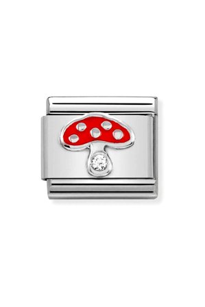 Symbols 925 Sterling Silver with enamel and CZ mushroom