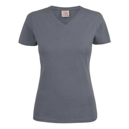 Printer Heavy V-neck Lady T-shirt Stål grå Stålgrå, Tøj
