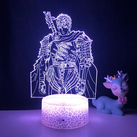 JUSTUP Anime Berserk Guts Anime 3D Illuusio Yövalo Kotihuoneen Sisustus Akryyli LED-valo Joululahja Lamput 16 Väriä Kaukosäätimellä (Malli B)