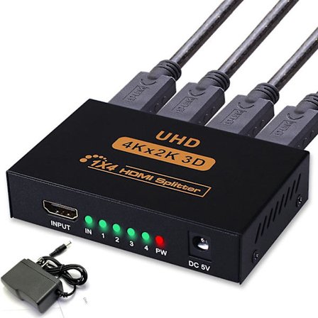 HDMI-splitter 1 in 4 ut, En till Fyra Skärmar