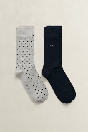 GANT Herren 2er-Pack Socken Einfarbig & Getupft (43-45) Hellgrau