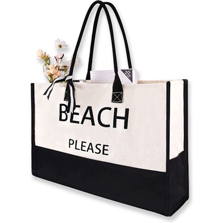 Xl Ekstra Stor Dame Strandveske, Multifunksjonell Monogram Tote Med Sidelommer