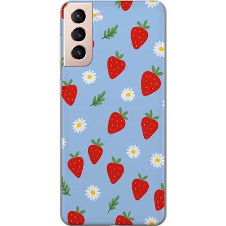 Kompatibel Mobilcover til Samsung Samsung Galaxy S21 Jordbær jordbær tryk sommer bær blomster pæoner svensk midsommer retro design køkken